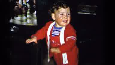New York City (1955): Cute Curly Haired Baby Laughing Toddling Around Dressed In