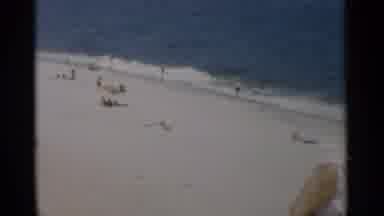 Cape Cod Massachusetts (1956): Sand Man Woman Bag Ocean Waves Surf Beach Pink