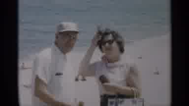 Cape Cod Massachusetts (1956): Man And Woman With Sunglasses On Beach Near Blue