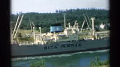 Cape Cod Massachusetts (1956): Very Large Ship Is Moving Along In A Body Of Water