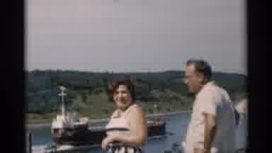 Cape Cod Massachusetts (1956): Two People Looking Out Over The River At A Boat