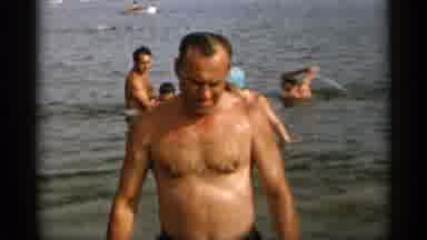 Cape Cod Massachusetts (1956): A Swimmer Making It To Shore Then Walking Out Of