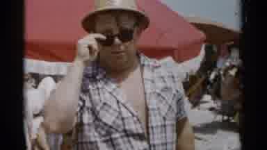 Jones Beach New York (1956): Vintage Film Of Man At Beach On Vacation Putting Red