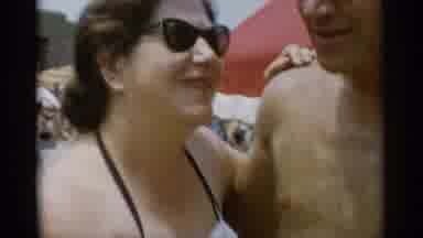 Jones Beach New York (1956): Shirtless Man Woman Wearing Black And White Swimsuit