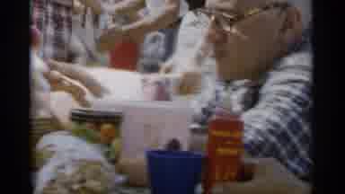 Jones Beach New York (1956): Old Man With Glasses Eating In Fast Food Place With
