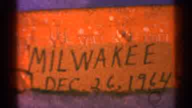 Milwaukee Wisconsin-1964: Handwritten Label And Modernist Building Through Rain-Streaked Window
