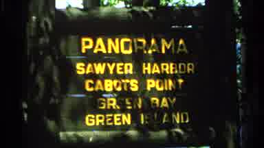 Washington Island Wisconsin (1964): Green Sign With Yellow Writings About Panorama