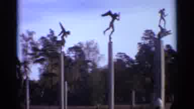 LENNINGRAD RUSSIA-1965: Modernist Sculptures On Poles In Park