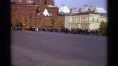 LENNINGRAD RUSSIA-1965: A Crowd Lines Up For A Public Event Near Historic Buildings