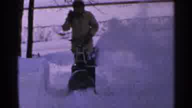 Minnesota USA (1965): Vintage Winter Snowstorm Person Snow blowing Shier Driveway