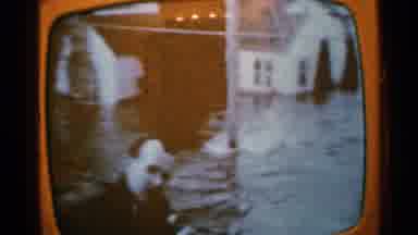 Minnesota USA (1965): Man Try To Save City From River Flooding After Major Rain
