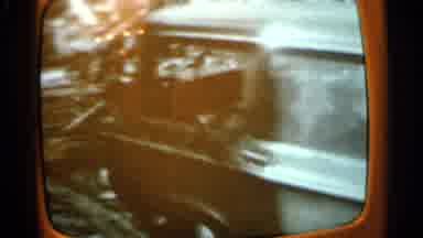 Minnesota USA (1965): Orange Vintage Television Showing Natural Disaster Damage