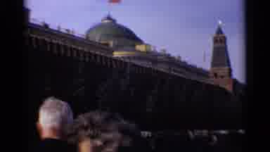 MOSCOW RUSSIA-1965: Kremlin Towers and Spasskaya Clock Tower