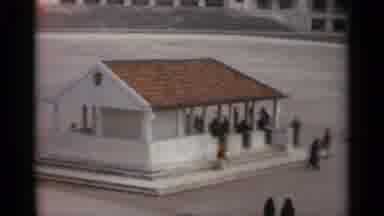 NAZARE PORTUGAL-1965: Giant Church Building With Tourists Gathering