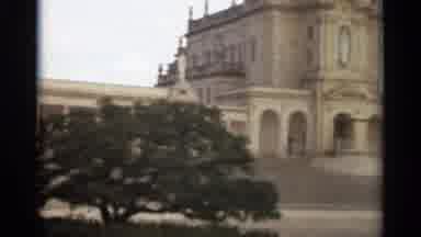 NAZARE PORTUGAL-1965: A Grand Historic Building With Classical Columns And Arched Walkways