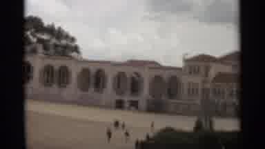 NAZARE PORTUGAL-1965: Grand Architectural Complex With Arched Windows And Red Roof