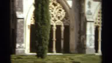 NAZARE PORTUGAL-1965: Ornate Gothic Arch and Cloister of Historic Church