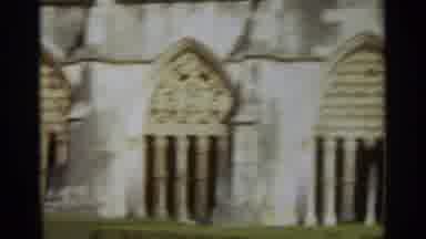 NAZARE PORTUGAL-1965: Church Windows Overlooking Cemetery With Ancient Architecture
