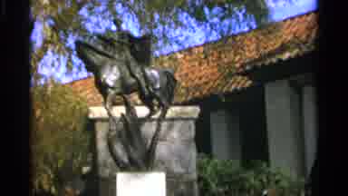 NAZARE PORTUGAL-1965: Bronze Statue Of Soldier On Horse