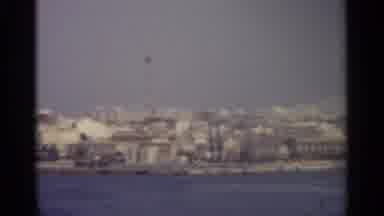 Sicily-1965: Panoramic Summer View of Coastal City from Water