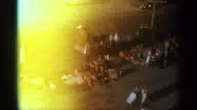 TANGIER MOROCCO-1965: Busy Market Birds Eye View Grainy 8mm Footage