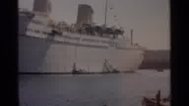 TANGIER MOROCCO-1965: Ship In The Water Near A Museum Of Roman Antiquities