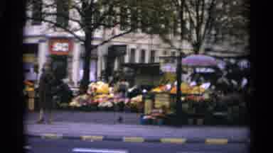Copenhagen Denmark (1966): A Bunch Of Flowers In The Downtown Area Of A European
