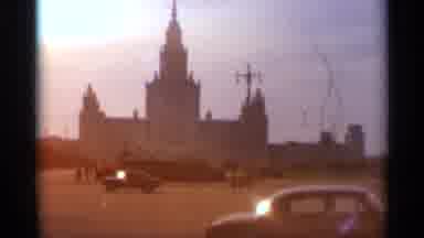 Moscow Russia (1966): Tall Building In The Background With Stunning Views Of The
