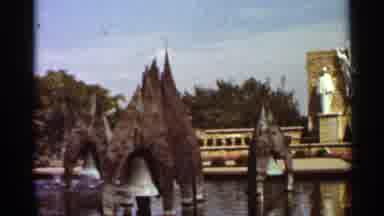 Saint Louis Missouri (1966): A Pool Of Water With A Spraying Fountain Is In Front