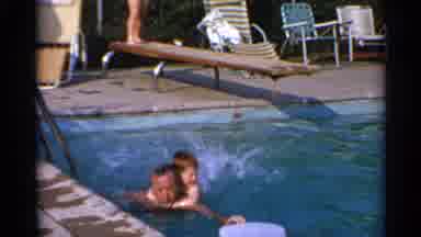 US Virgin Islands (1966): Man Small Child Playing In Pool Child Is Holding On To