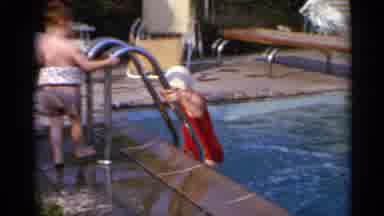 US Virgin Islands (1966): Young Girl Getting Out Of A Swimming Pool Using A Ladder