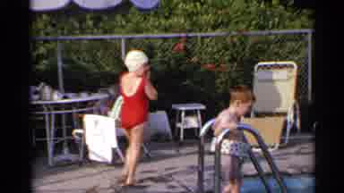 US Virgin Islands (1966): Little Girl In A Red Bathing Suit Getting Out Of A Pool