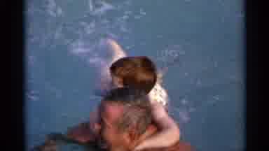 US Virgin Islands (1966): Small Child Swimming With Older Gentleman Father Old
