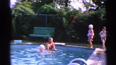 US Virgin Islands (1966): Family With Children Taking A Bath In A Private Pool
