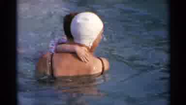 US Virgin Islands (1966): Child And Mother Exiting The Pool