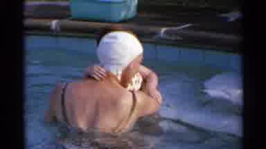 US Virgin Islands (1966): Mother Teaching Son And Daughter To Swim