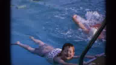 US Virgin Islands (1966): One Child Practicing And Another Swimming In Pool