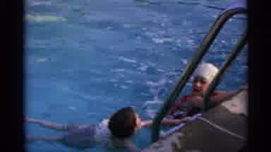 US Virgin Islands (1966): Little Girl Coming Out Of A Pool With Her Floats Still