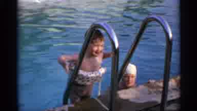 US Virgin Islands (1966): Child Climbing Out Of Swimming Pool