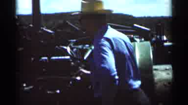 Wauseon Ohio (1966): Man With Farm hat And Sunglasses At Countryside With Tractor