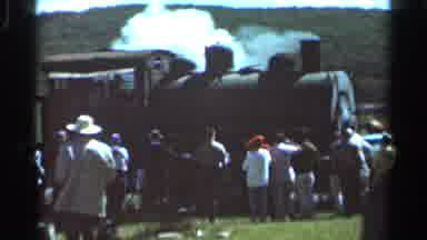 Wauseon Ohio (1966): Old Locomotive Train Blows Smoke And Begins To Move
