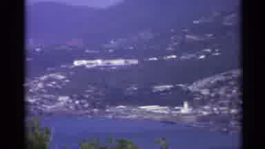 US Virgin Islands (1967): Looking Out At A Mountain With Houses On It