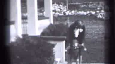New York (1939): Helps Toddler Walk Down Sidewalk In Father Of House