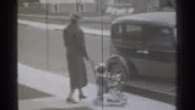New York (1939): Woman Walking Outside With Child In Stroller