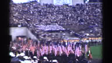 San Francisco California (1944): People Marching Holding Flags Marching Into