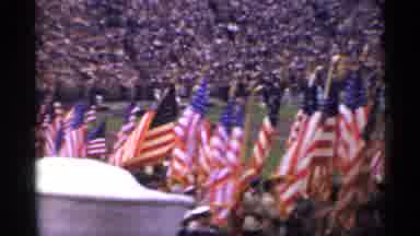 San Francisco California (1944): People Walking With Flags On Field At Stadium