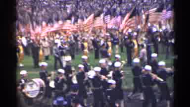San Francisco California (1944): Huge Stadium Filled With People And Marching Band
