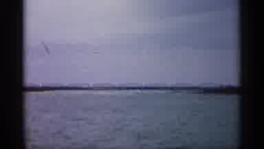 Michigan USA (1960): In Huge Size River Moving And In Distance We Can See The Long