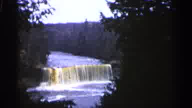 Michigan USA (1960): Small Waterfall With Like And A Ocean