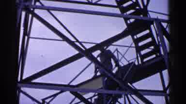 Michigan USA (1960): Man Walks Down Stairs Father On High Steel Aromatherapist